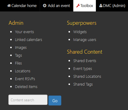 livewhale calendar toolbox