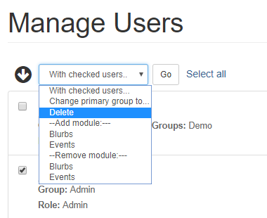 How to delete and manage users